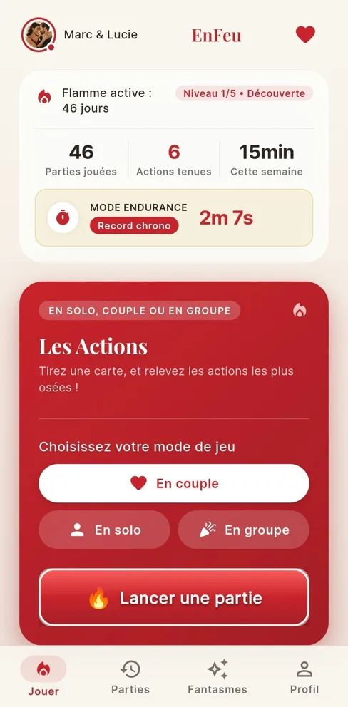 Choix du mode « En groupe » dans l’application EnFeu